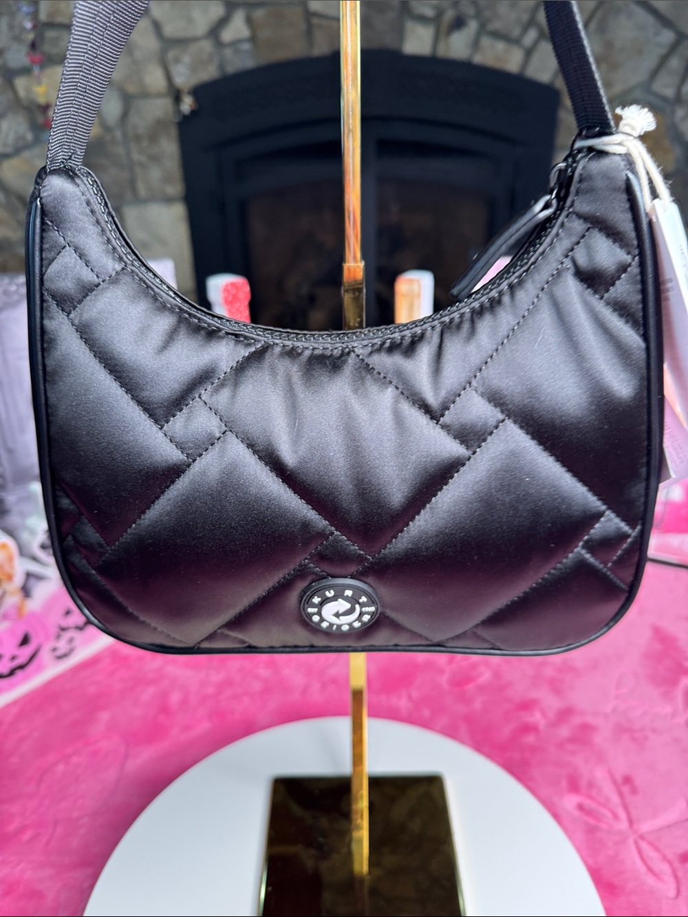 Kurt Geiger NWT Quilted Recycled Nylon Hobo • Black • 10x6x3